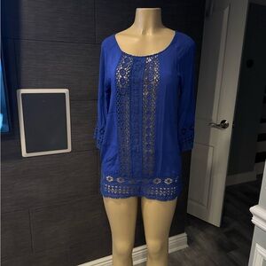 Solitaire Blue Women's Swim Cover-Up dress small